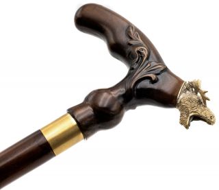 Moose Luxury Wooden Walking Cane Stick Hand Carved Support Canes Handmade 36 