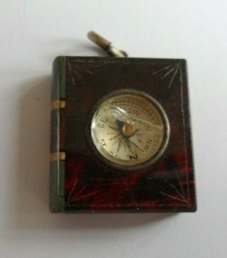 Antique/vintage Cornish Serpentine Miniature Book Fob With A Tiny Compass.