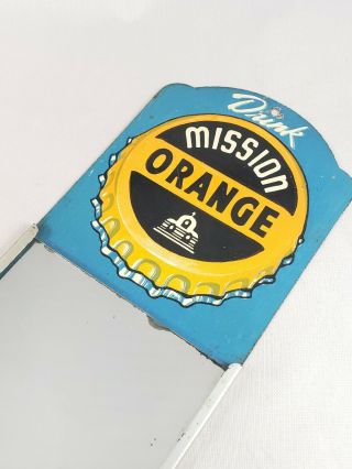 Vintage Mission Orange Soda Tin Litho Advertising Mirror Sign