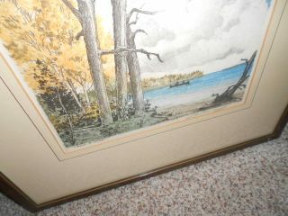Vintage Color Etching Leon R.  Pescheret Whitewater WI Framed Glass 23 x 19 Inch 2