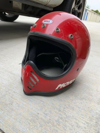 Vintage Bell Moto Star 3 Motorcycle Red Helmet Size 7 5/8 Frkm 1980 Cool 