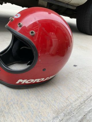 Vintage Bell Moto Star 3 Motorcycle Red Helmet size 7 5/8 Frkm 1980 Cool  2