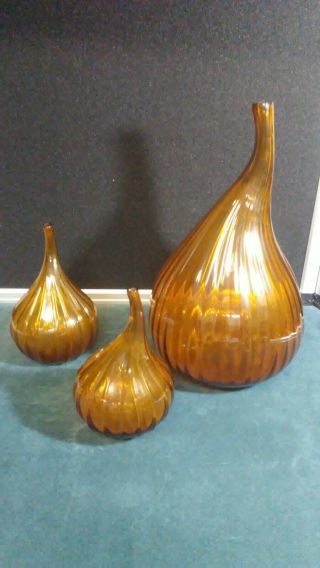 Vintage Murano Salviati Signed 3 Pc Vase Set all signed Salviati 2003 9