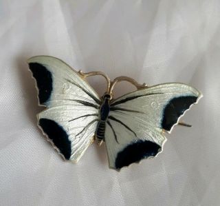 Vintage Thomas L Mott Sterling Silver Enamel Butterfly Brooch Tlm