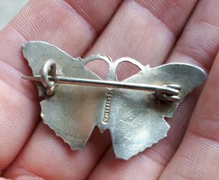 VINTAGE THOMAS L MOTT STERLING SILVER ENAMEL BUTTERFLY BROOCH TLM 2