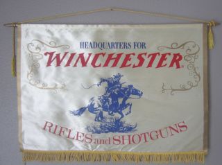 Vtg.  Winchester Rifles & Shotgun Store Salesman Advertising Banner Sign - Rare