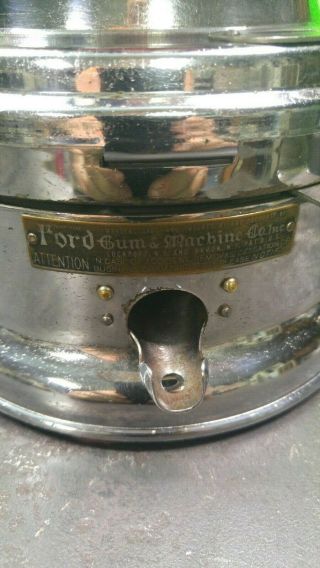 FORD GUM & MACHINE CO.  INC.  - 1 CENT GUMBALL MACHINE - VINTAGE w/ TOPPER 4
