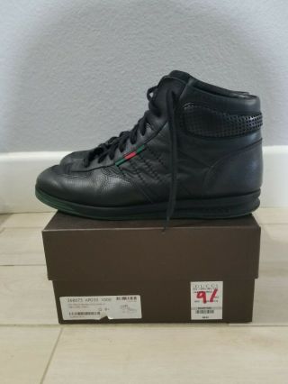 1984 Gucci Sneaker Mens 268675 Size 9.  5g Black Hi Double G Rare Og 1980s Us 10.  5