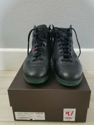 1984 Gucci Sneaker Mens 268675 size 9.  5G Black Hi Double G Rare OG 1980s US 10.  5 3