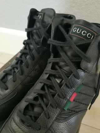 1984 Gucci Sneaker Mens 268675 size 9.  5G Black Hi Double G Rare OG 1980s US 10.  5 4