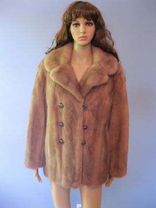 Vintage Mink Fur Beige Jacket Womens Medium Coat Brown