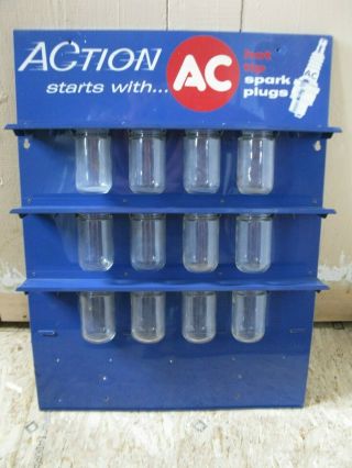 Vintage Ac Spark Plug Display Rack Cabinet