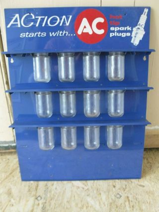 Vintage AC Spark Plug Display Rack Cabinet 2