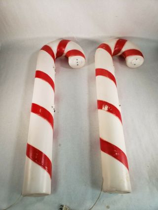 Pair (2) Vintage Empire Christmas 39 " Lighted Blow Mold Candy Cane Yard Decor