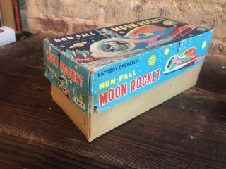Moon Rocket By Modern Toys.  Japan.  Battery Operated Vintage w/box Rare Tin 10