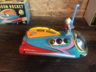 Moon Rocket By Modern Toys.  Japan.  Battery Operated Vintage w/box Rare Tin 4