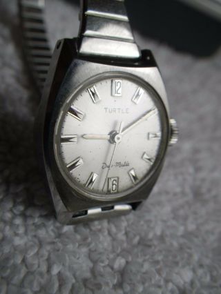 Vintage Rare Zell Bros.  Turtle Duo - Matic Stainless Steel Women 