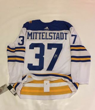 Casey Mittelstadt Signed Buffalo Sabres Adidas Climalite Jersey Rare Jsa