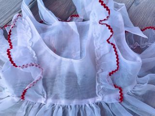 Vintage Baby Girl Nylon Party Dress Daddy ' s Girl White Pinafore Red Big Doll 50s 2