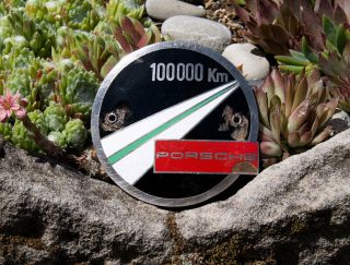 Vintage Enamel Automobile Car Club Badge Porsche 100.  000 Km Kilometers
