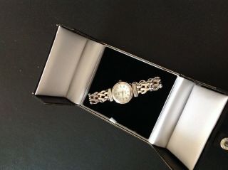 Solid Silver Ladies Bracelet Watch Vintage With Battery Fitted.