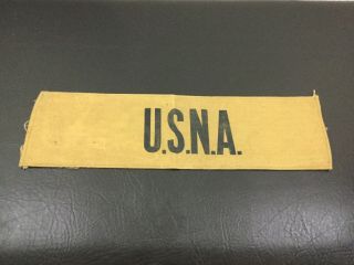 Vtg Military Usna U.  S.  N.  A.  Armband 14 1/2” X 4” Drab Olive Green