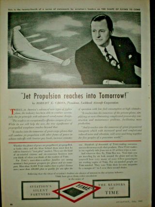 1945 Future Airplane Futuristic Plane Wwii Vintage Time Trade Art Print Ad