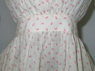 Antique Vintage c1800s Victorian Dress - 2 Piece - Red White Cotton Print - stage prop 5