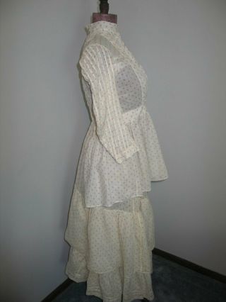 Antique Vintage c1800s Victorian Dress - 2 Piece - Red White Cotton Print - stage prop 7