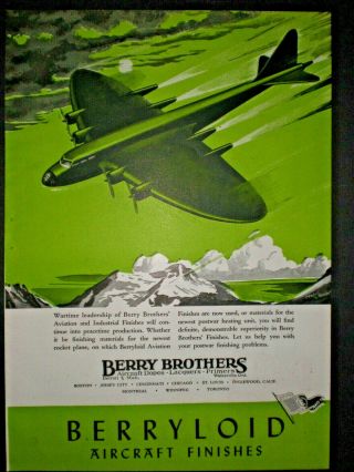 1945 Future Airplane Futuristic Plane Wwii Vintage Berryloid Trade Art Print Ad