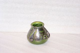 Alvin MFG Co 999/1000 Fine Silver Overlay Green Glass Vase Art Nouveau RARE 5
