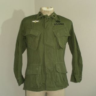 Vtg 60s Vietnam Us Army Tropical Combat Slanted Pockets Coat Jacket Small Short