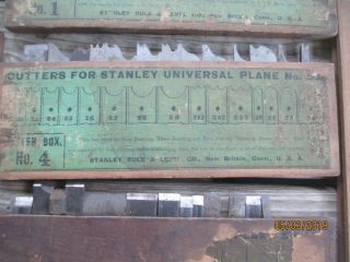 VINTAGE 55 STANLEY PLANE WITH 4 BOXES OF CUTTERS 6