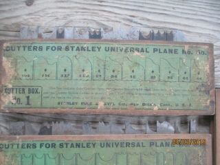 VINTAGE 55 STANLEY PLANE WITH 4 BOXES OF CUTTERS 7
