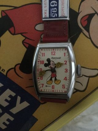 Vintage 1947 Mickey Mouse Ingersoll / Us Time Wrist Watch