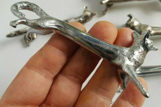 Vintage French Solid Cast Set Of 6 Animals - Silver Pl Knife Cutlery Rests