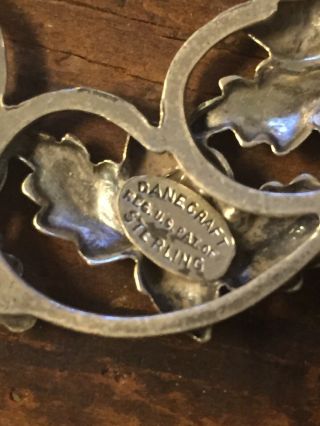 Vtg Danecraft Jewelry Sterling Silver Oak Leaf Acorn Brooch Pin Wreath 4