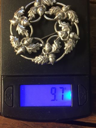 Vtg Danecraft Jewelry Sterling Silver Oak Leaf Acorn Brooch Pin Wreath 6