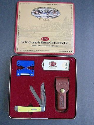 Case Collector Gift Set Folding Knife Nib Vintage Pocket Nos Sheath Tin Trapper