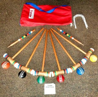 Vintage Forster 6 Player Wood Croquet Set With Carry Bag,  Game Playing Rules