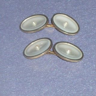 Vintage Art Deco 14k Gold Mother Of Pearl Seed Pearl Cufflinks Unisex