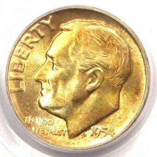 1954 Roosevelt Dime 10c - Certified Pcgs Ms67 Fb - Rare In Ms67 Ft - $425 Value