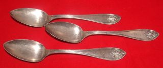 Set Of 3 E.  Jaccard St Louis Missouri Mo Antique Coin Silver Tablespoons Spoons