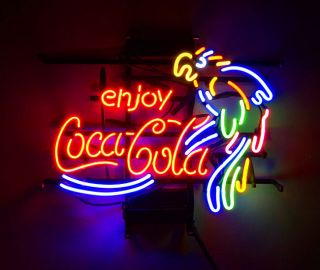 Enjoy Cola Parrot Vintage Hand Craft Neon Sign Light Boutique Workshop Decor