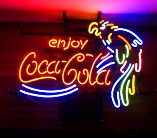 Enjoy Cola Parrot Vintage Hand Craft Neon Sign Light Boutique Workshop Decor 2