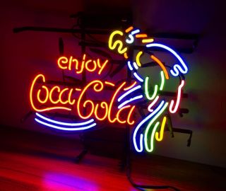 Enjoy Cola Parrot Vintage Hand Craft Neon Sign Light Boutique Workshop Decor 4
