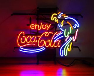 Enjoy Cola Parrot Vintage Hand Craft Neon Sign Light Boutique Workshop Decor 5