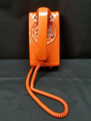 Vintage Orange Itt Rotary Wall Phone,  (ph - 27)