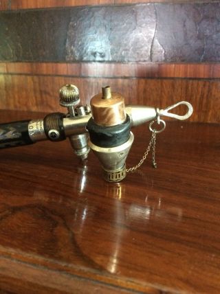 Vintage 1920 ' s Thayer Chandler Airbrush Leather Handle And Gemstone Accents 11