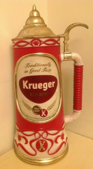 Vintage Krueger Pilsner 15.  5 " Tall Molded Plastic 3d Figural Beer Stein Bar Sign